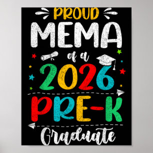 Poster Mema fière d'un garçon fille enfants diplômés de l
