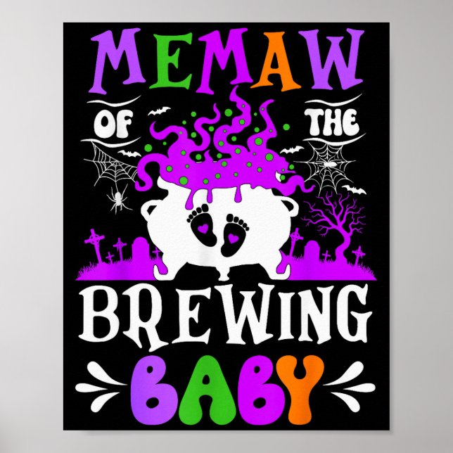 Poster Memaw Of The Brewing Baby Grandma To Be Halloween  (Devant)