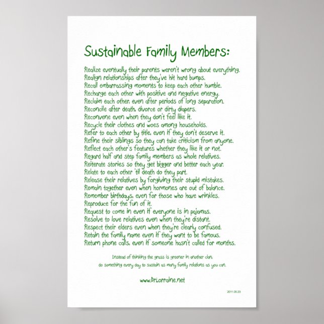 Poster Membres de famille durables (Devant)
