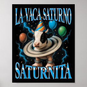 Poster Mème Brainrot italien La Vaca Saturno Saturnita Bi