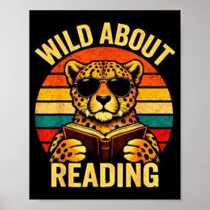 Poster Mème d'animal drôle fou de lecture guépard livre