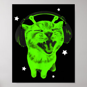 Poster Mème de chat alien drôle Y2k Rétro Chat idiot Vint