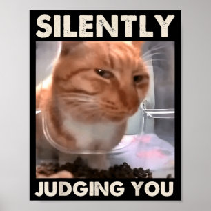Poster Mème de chat drôle Humour Chat jugeant silencieuse