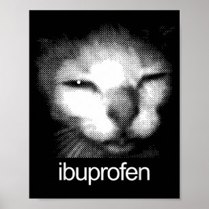 Poster Mème de chat drôle ibuprofène Rétro visage de chat