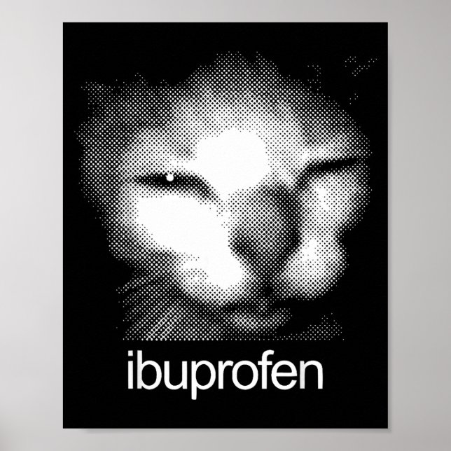 Poster Mème de chat drôle ibuprofène Rétro visage de chat (Devant)