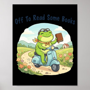 Poster Meme de grenouille drôle parti lire des livres ama