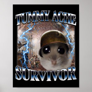 Poster Mème de hamster survivant d'un mal de ventre drôle
