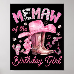 Poster Mémé de la fille d'anniversaire cowgirl western ro