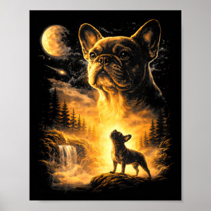 Poster Mème de lune hurlante de Bouledogue Français Migno