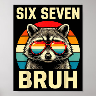 Poster Mème de Sungles de Raton Laveur Bruh Six Sept Rétr