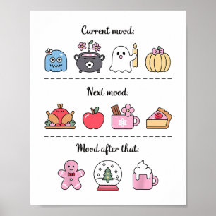 Poster Mème d'Halloween Humeur actuelle Thanksgiving Noël