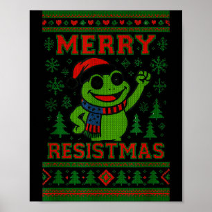 Poster Mème drôle de grenouille de Noël Resistmas Humour