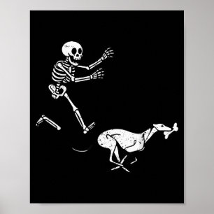 Poster Mème drôle Greyhound squelette courant Halloween 