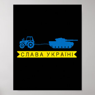 Poster Mème d'un agriculteur ukrainien volant un char rus