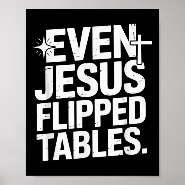 Poster Même Jésus Flipped Tables Drôle Jésus Aimants Chri (Devant)