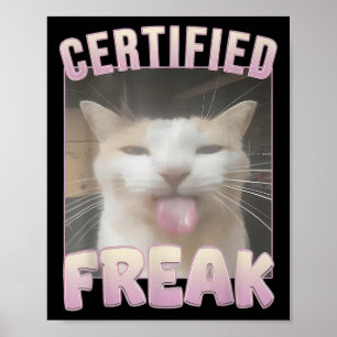 Poster Mème Offensive Mèmes de félin Freak Certifié Mat D
