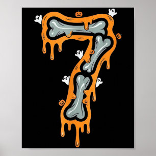 Poster Mème Six Sept 6 7 Costume de Halloween de squelett