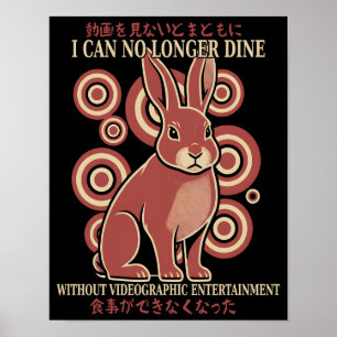 Poster Mème vidéo de diner de lapin japonais vintage écle