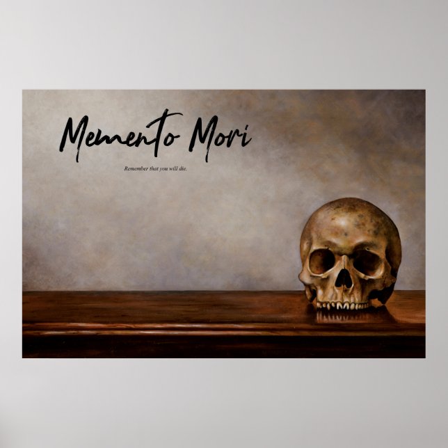 Poster Memento Mori - Crâne sur table (Devant)