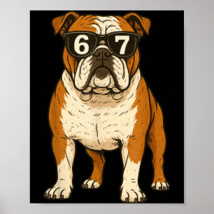 Poster Mèmes drôles de chien Bouledogue Anglais 67 Six Se