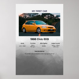 Poster Mémoire de première voiture entièrement personnali