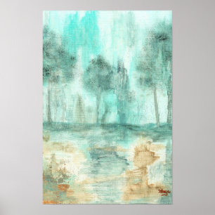 Poster Mémoire, Paysage Abstrait Arbres Peinture Art