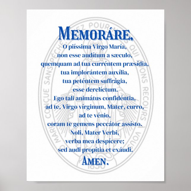 Poster Memorare (Médaille miraculeuse) Imprimer (Devant)