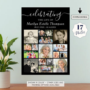 Poster Mémorial 17 Script de Collage de Photos Célébrant 