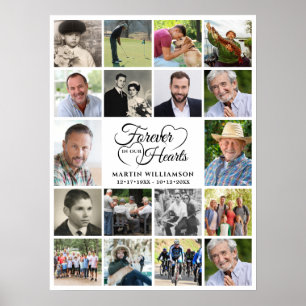 Poster Mémorial 18 Photo Collage Forever dans nos coeurs