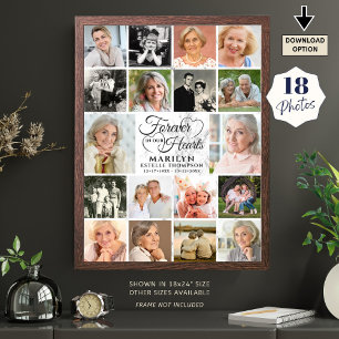 Poster Mémorial 18 Photos en collage À jamais dans nos cœ
