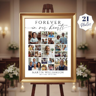 Poster Mémorial 21 Collage de photos À jamais dans nos cœ