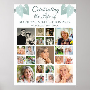 Poster Mémorial 21 Collage photo botanique cœur feuilles