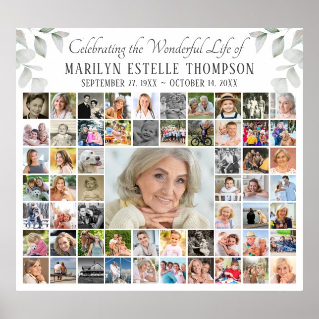 Poster Mémorial 59 Photo Collage Célébration de la vie (Devant)