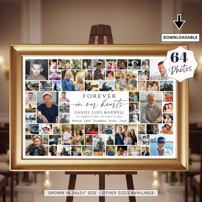 Poster Memorial 64 Photo Collage Forever In Our Hearts (Créateur téléchargé)