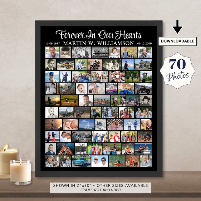 Poster Mémorial 70 Collage de photos simple personnalisé (Créateur téléchargé)