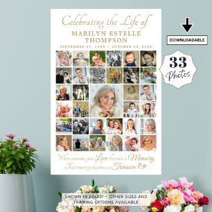 Poster Mémorial célébrant la vie Citation 33 Collage de p