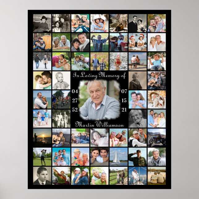 Poster Mémorial dans la mémoire d'amour 55 photo collage  (Devant)