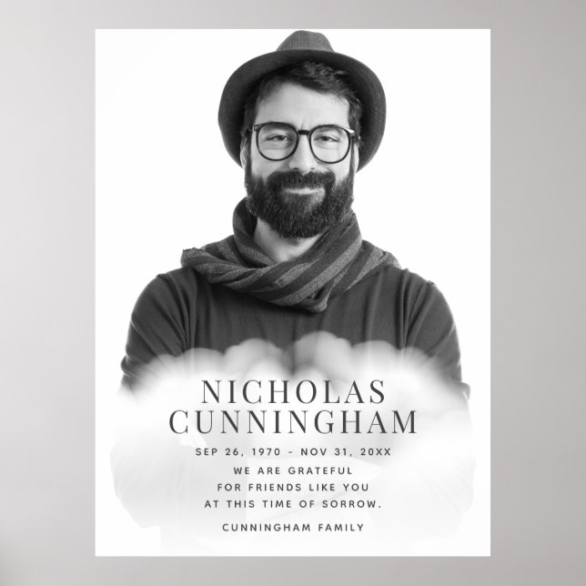 Poster Mémorial dans les nuages Moderne classique simple  (Devant)