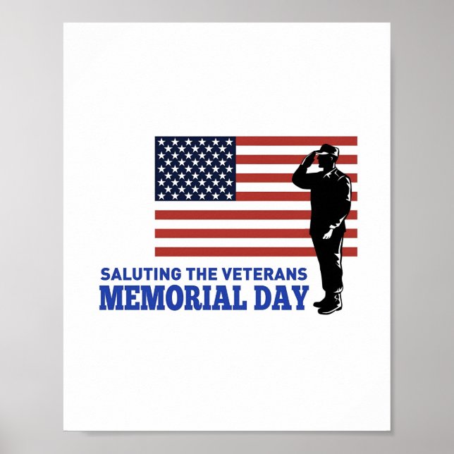 Poster Memorial Day salue les vétérans du papier patrioti (Devant)