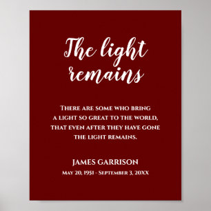 Poster Mémorial de citation White On Red The Light Remain