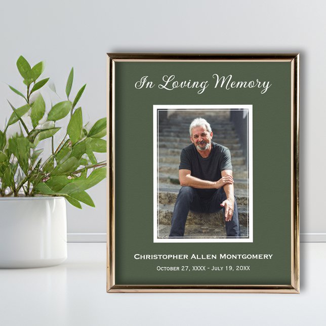 Poster Mémorial de la photo de simple funérailles (Funeral photo memorial poster, PRINTED and/or INSTANT DOWNLOAD (frame not included))