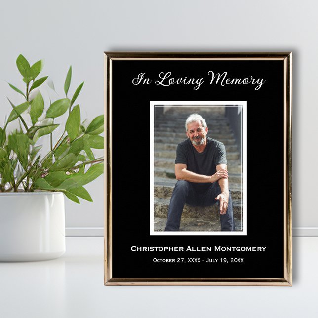 Poster Mémorial de la photo de simple funérailles (Funeral photo memorial poster, PRINTED and/or INSTANT DOWNLOAD (frame not included))