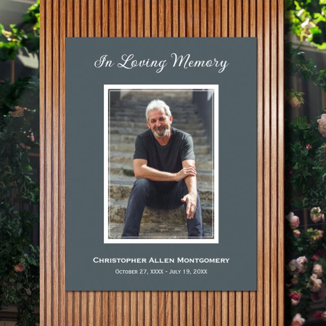Poster Mémorial de la photo de simple funérailles (Funeral photo memorial poster, PRINTED and/or INSTANT DOWNLOAD, choose your size when ordering)