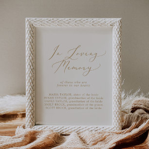 Poster Mémorial de mariage délicat or crème souvenir aima