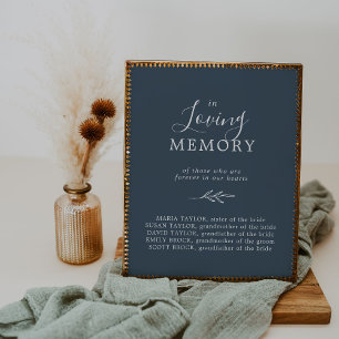 Poster Mémorial de mémoire d'amour bleu ardoise feutre mi