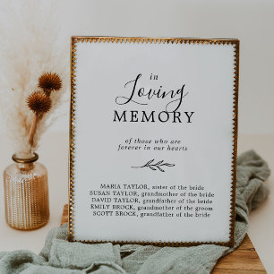 Poster Mémorial de mémoire minimal à feuilles blanches no