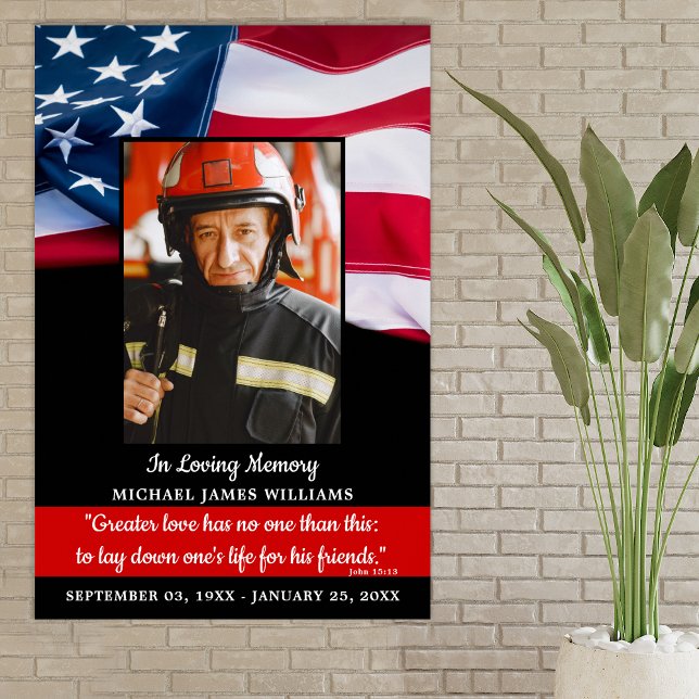 Poster Mémorial des pompiers dans la mémoire d'amour funé (Créateur téléchargé)