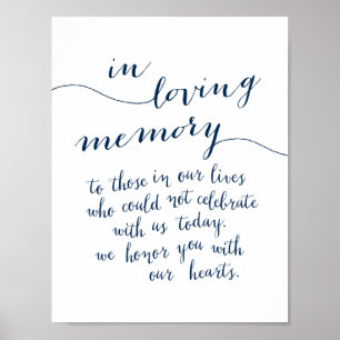 Poster Mémorial en souvenir affectueux, funérailles, bleu