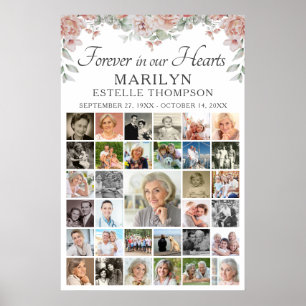 Poster Mémorial Fleurs Roses Pour Toujours Cœurs 33 Photo