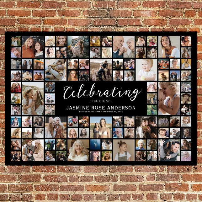 Poster Mémorial funéraire 100 collage de photos (Créateur téléchargé)